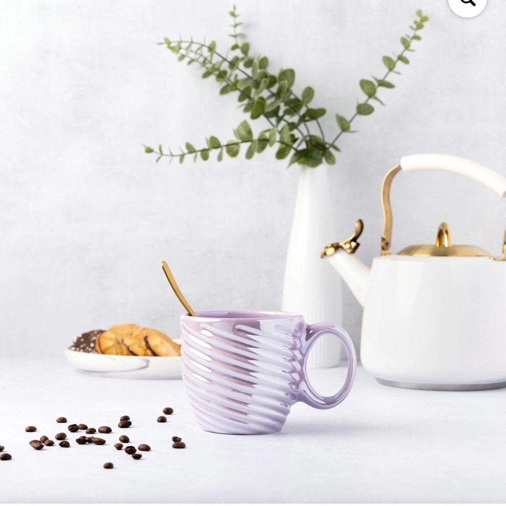 Set of 2 Thyme & Table Purple Pearl Swirl Mug 17.6 fl oz, Stoneware